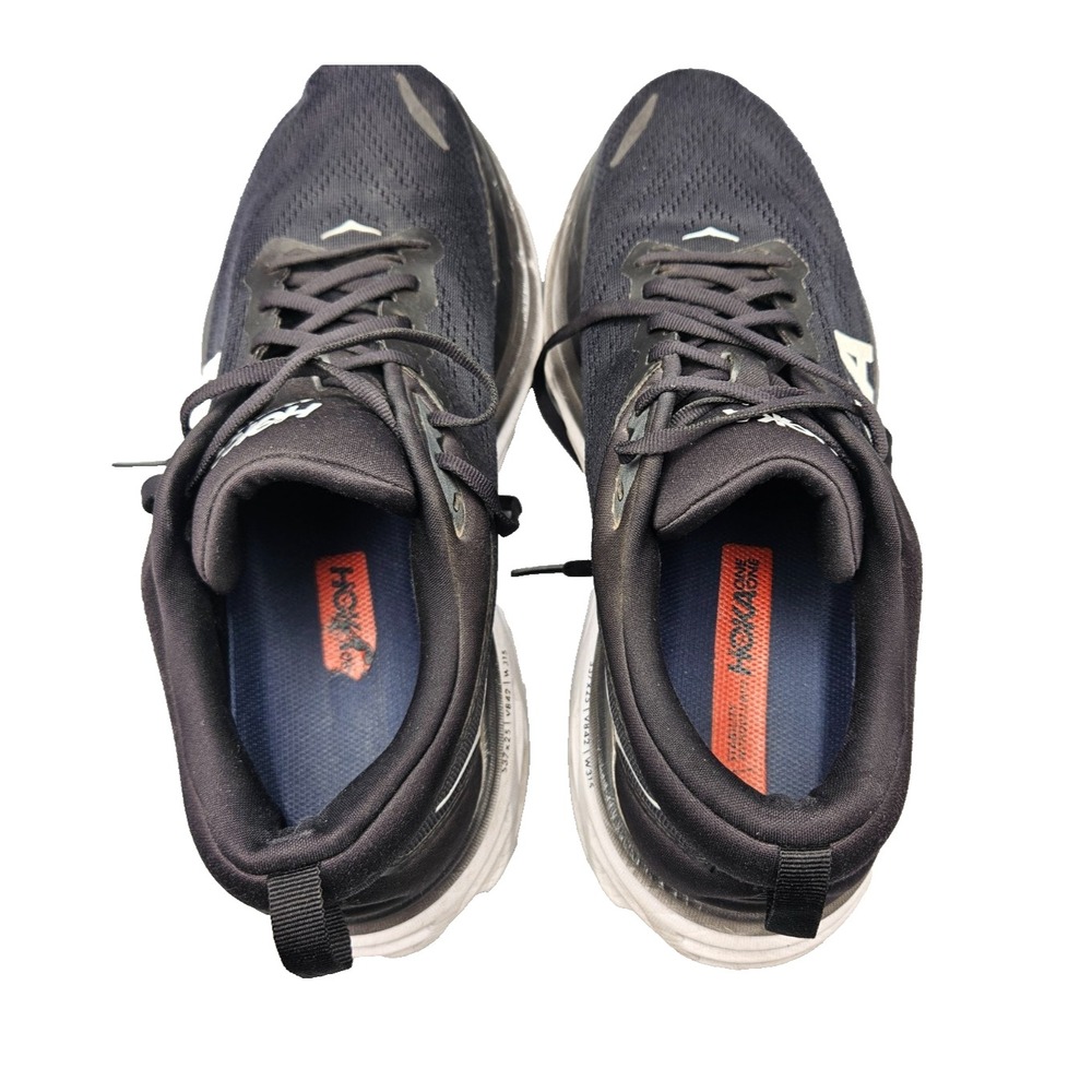 Hoka One One Bondi 8 Black Shoes Men's 10.5D Running Sneakers 1123202‎ BWHT - Picture 5 of 7
